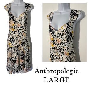 Anthropologie Boho Midi Ruffle Dress LARGE